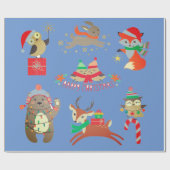 Papier Cadeau ANIMAUX CÉLÉBRER NOËL Enveloppement Papier (Plat)