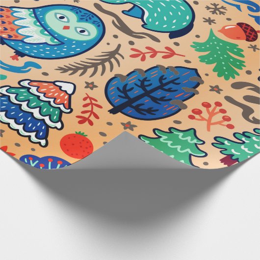 Papier Cadeau ANIMAUX DANS LA FORÊT NOËL Papier à envelopper (Coin)