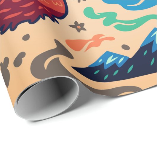 Papier Cadeau ANIMAUX DANS LA FORÊT NOËL Papier à envelopper (Coin rond)