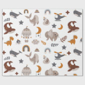 Papier Cadeau Animaux de Bohème Céleste Boho Dreamy Stars Lune (Plat)