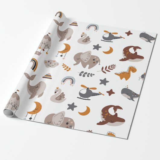Papier Cadeau Animaux de Bohème Céleste Boho Dreamy Stars Lune (Déroulé)