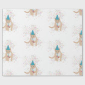 Papier Cadeau Animaux de chat amusants ayant une fête (Plat)