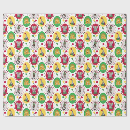 Papier Cadeau Animaux de cirque Whimsical Vibrant Couleurs prima (Plat)