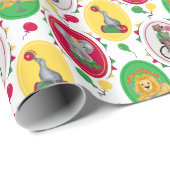 Papier Cadeau Animaux de cirque Whimsical Vibrant Couleurs prima (Coin rond)