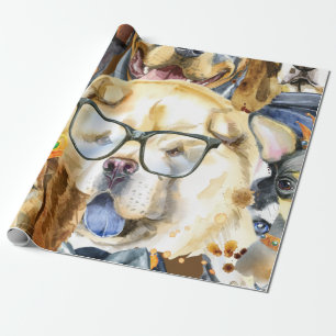 Papier Cadeau Animaux de compagnie à motifs pour amateurs de chi
