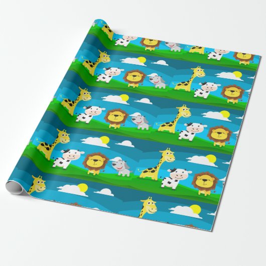 Papier Cadeau Animaux de dessin animé (Déroulé)