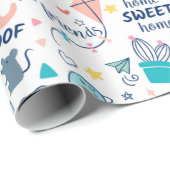 Papier Cadeau Animaux de Doodles mignons (Coin rond)