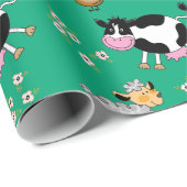 Papier Cadeau animaux de ferme (Coin rond)