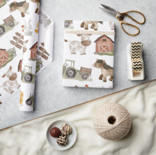 Papier Cadeau Animaux de ferme 1er anniversaire