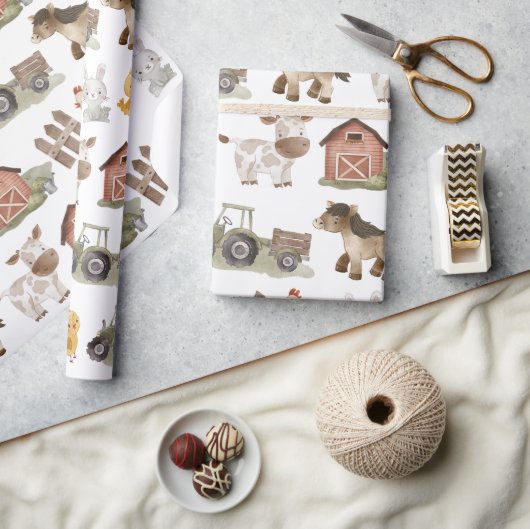 Papier Cadeau Animaux de ferme 1er anniversaire (Artisanat)