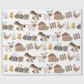 Papier Cadeau Animaux de ferme 1er anniversaire (Plat)