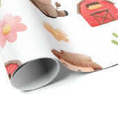 Papier Cadeau Animaux de ferme Anniversaire (Coin rond)