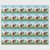 Papier Cadeau Animaux De Ferme Avec Grange Rouge Ciel Bleu Joyeu (Plat)