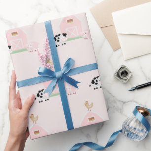 Papier Cadeau Animaux de ferme et Motif de grange Papier à envel