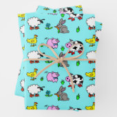Papier Cadeau Animaux de Ferme Mignons (En situation)