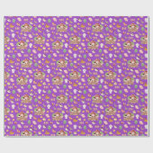Papier Cadeau Animaux de ferme mignons sur violet (Plat)