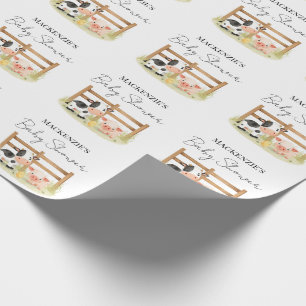 Papier Cadeau Animaux de ferme mignons Vache, cochon et poussin 