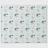 Papier Cadeau Animaux de ferme Motif Papier d'enveloppement bleu (Plat)