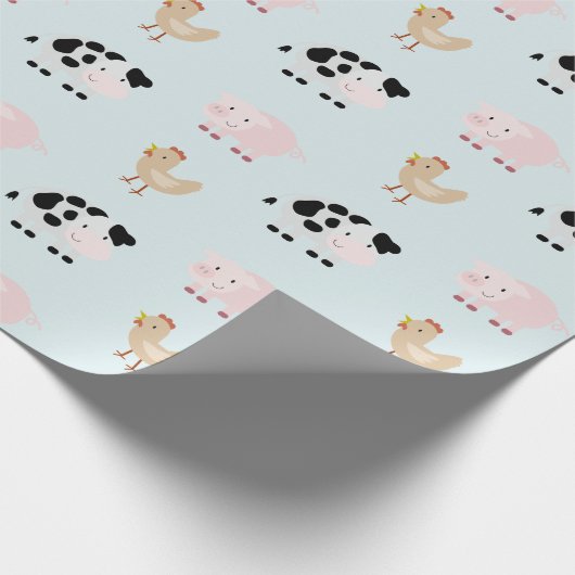 Papier Cadeau Animaux de ferme Motif Papier d'enveloppement bleu (Coin)