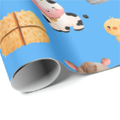 Papier Cadeau Animaux de ferme Papier d'enveloppement d'annivers (Coin rond)