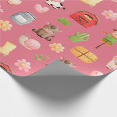 Papier Cadeau Animaux de ferme Papier d'enveloppement d'annivers (Coin)