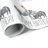 Papier Cadeau Animaux de fête Anniversaire (Coin rond)