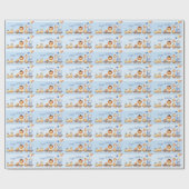 Papier Cadeau Animaux de fête en train Kid Jungle Joyeux anniver (Plat)