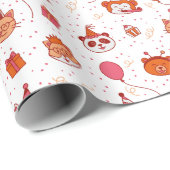 Papier cadeau animaux de fête heureux mignons (Coin rond)