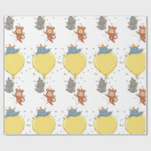 Papier Cadeau Animaux De Fête Tenant Un Ballons (Plat)