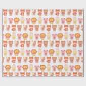 Papier Cadeau Animaux de Kawaii avec nourriture (Plat)