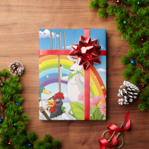 Papier Cadeau Animaux de la ferme de dessin animé. Modifiable