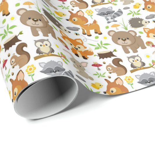 Papier Cadeau - Animaux de la Forêt 2 (Coin rond)