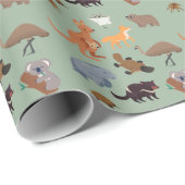 Papier Cadeau Animaux de l'Australie faune australienne (Coin rond)