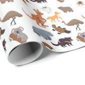 Papier Cadeau Animaux de l'Australie faune australienne (Coin rond)