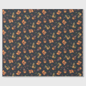 Papier Cadeau Animaux de Noël cosy (Plat)