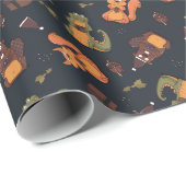 Papier Cadeau Animaux de Noël cosy (Coin rond)