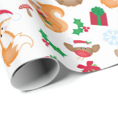 Papier Cadeau Animaux de Noël du bois (Coin rond)