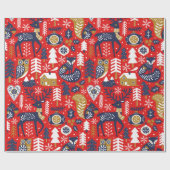 Papier Cadeau Animaux de Noël en bois, Style scandinave (Plat)