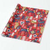 Papier Cadeau Animaux de Noël en bois, Style scandinave (Déroulé)
