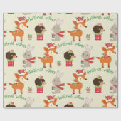 Papier Cadeau Animaux de vacances amusants Enfants Noël (Plat)