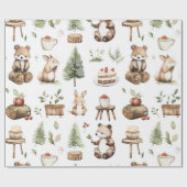 Papier Cadeau Animaux des bois fête de la forêt d'anniversaire (Plat)