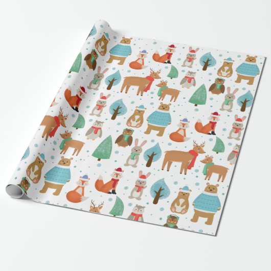 Papier Cadeau Animaux d'hiver (Déroulé)