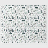 Papier Cadeau Animaux d'hiver et Noël de la forêt (Plat)