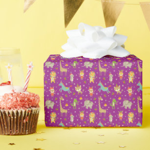 Papier Cadeau Animaux drôles et mignons célébrant Noël