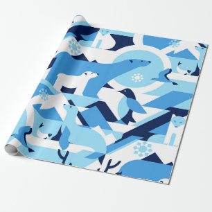 Papier Cadeau Animaux en Arctique, Polaire - motif abstrait, mer