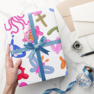 Papier Cadeau Animaux en Ballon Mignons Motif Coloré pour Enfant