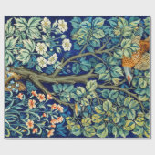 Papier Cadeau Animaux et fleurs, forêt, William Morris (Plat)