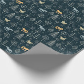 Papier Cadeau Animaux foncés de motif de région boisée (Coin)