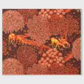 Papier Cadeau ANIMAUX FORESTIERS, CERFS PAR UN BROOK Red Yellow (Plat)