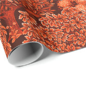 Papier Cadeau ANIMAUX FORESTIERS, CERFS PAR UN BROOK Red Yellow (Coin rond)